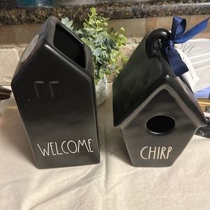 NWT black Rae Dunn Welcome Vase and Chirp Birdhouse